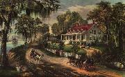 Currier and Ives A Home on the Mississippi oil on canvas